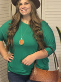 3/4 dolman sleeve solid top w/ fitted waistband