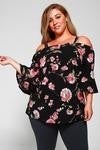 Coral floral off shoulder top