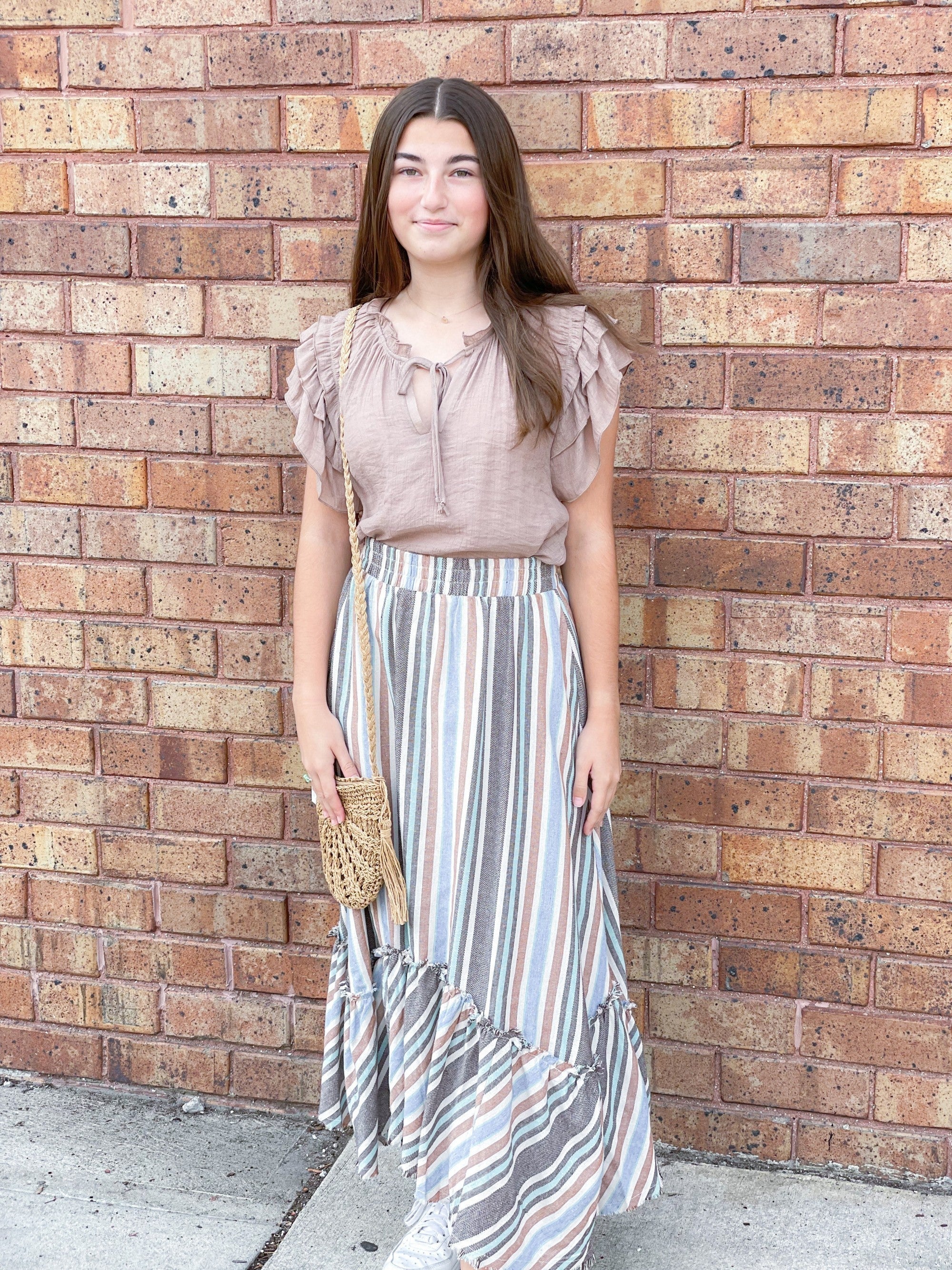 Carmel Striped Midi Skirit
