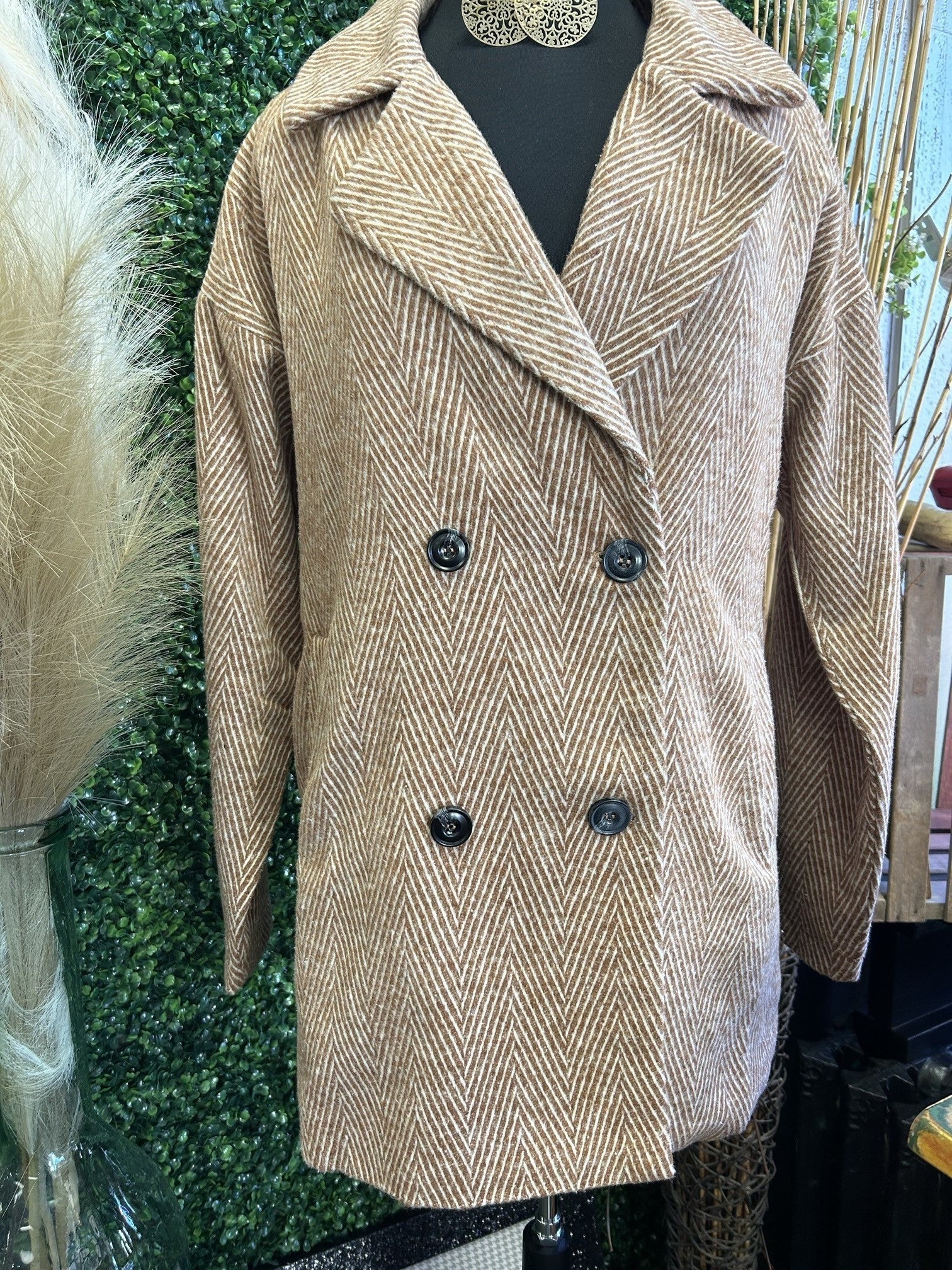 Tweed Button-Up  Coat