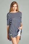 coral striped oversized tunic