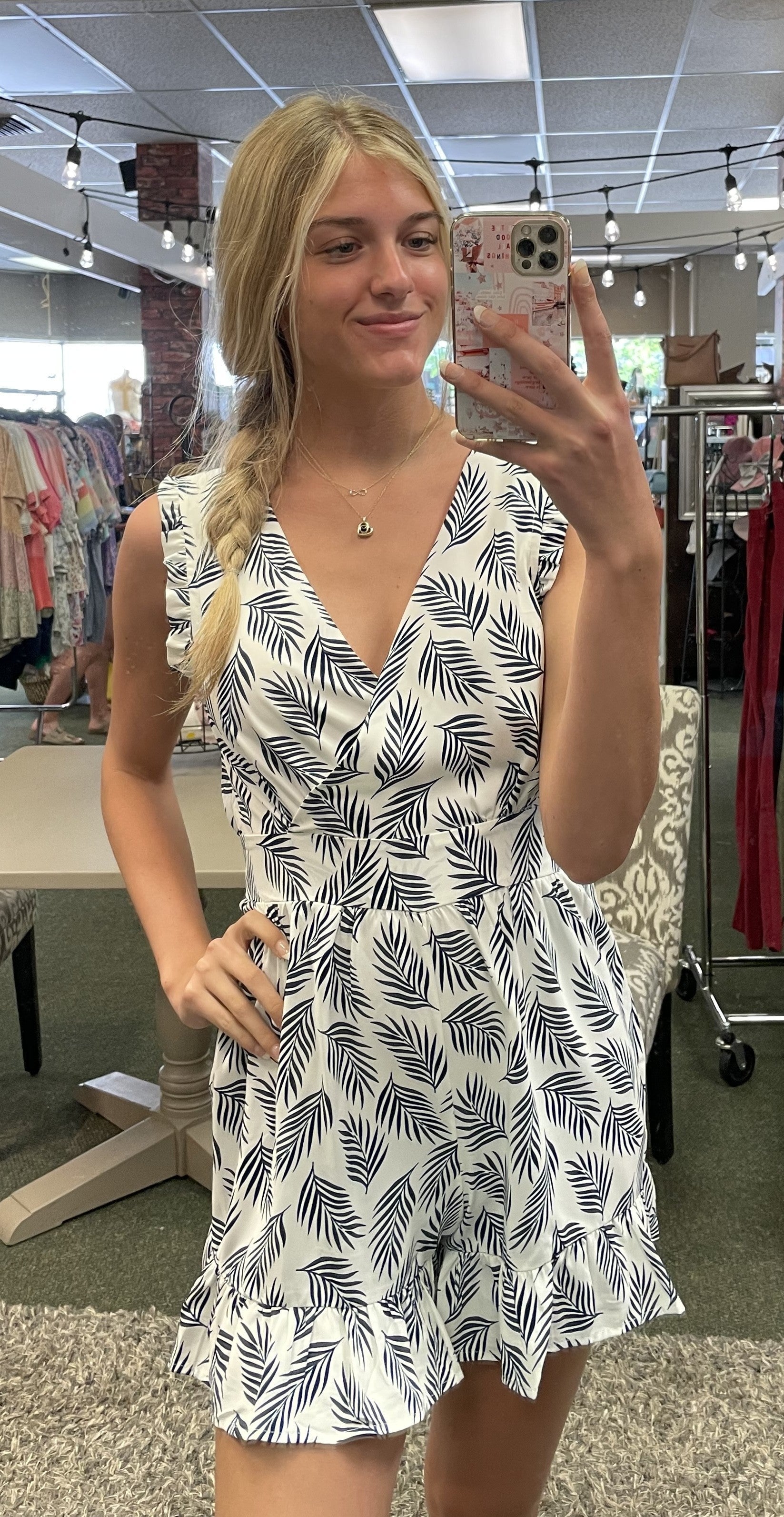 Leaf Print Romper