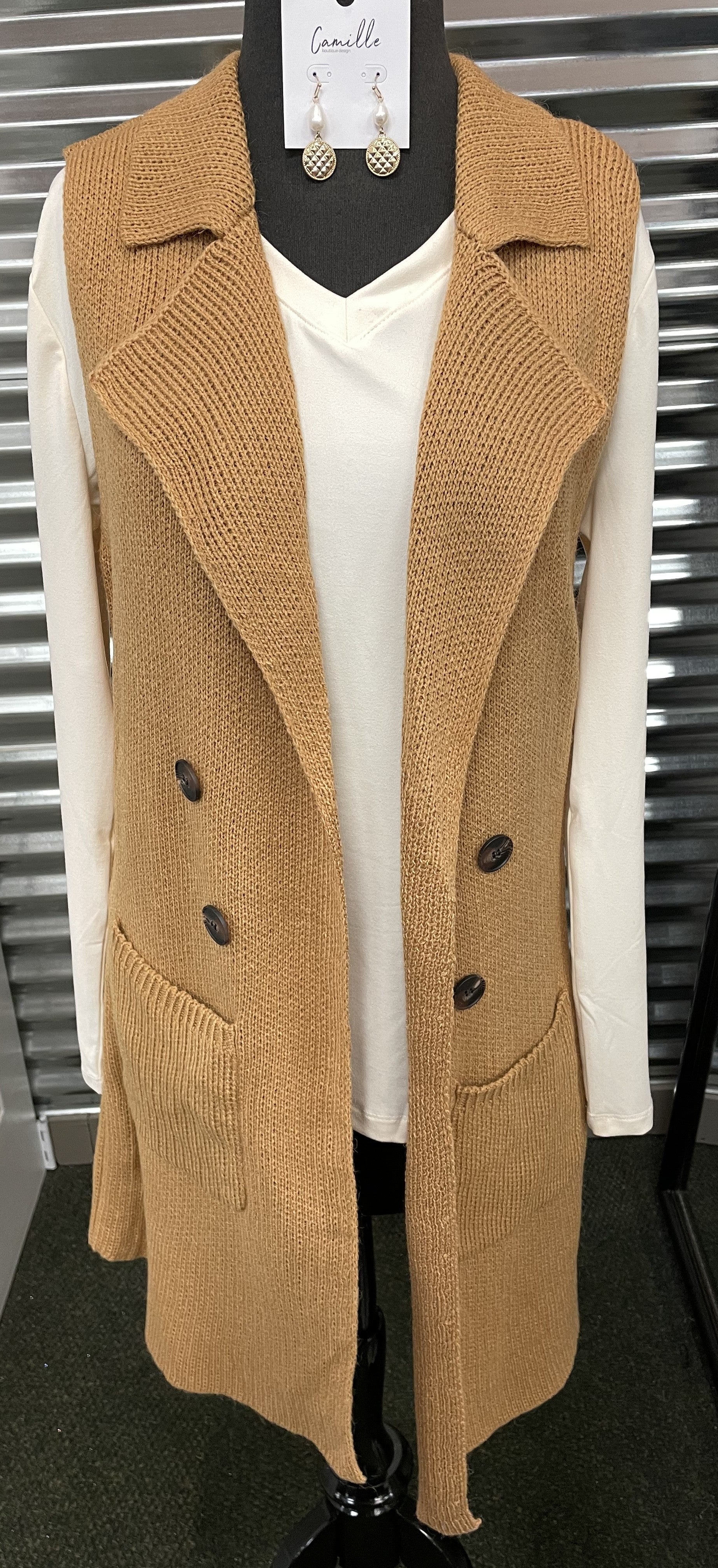 Long Cardi Sweater Vest