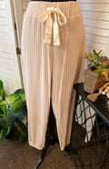 Knit Solid Ribbed High-waisted Joggers