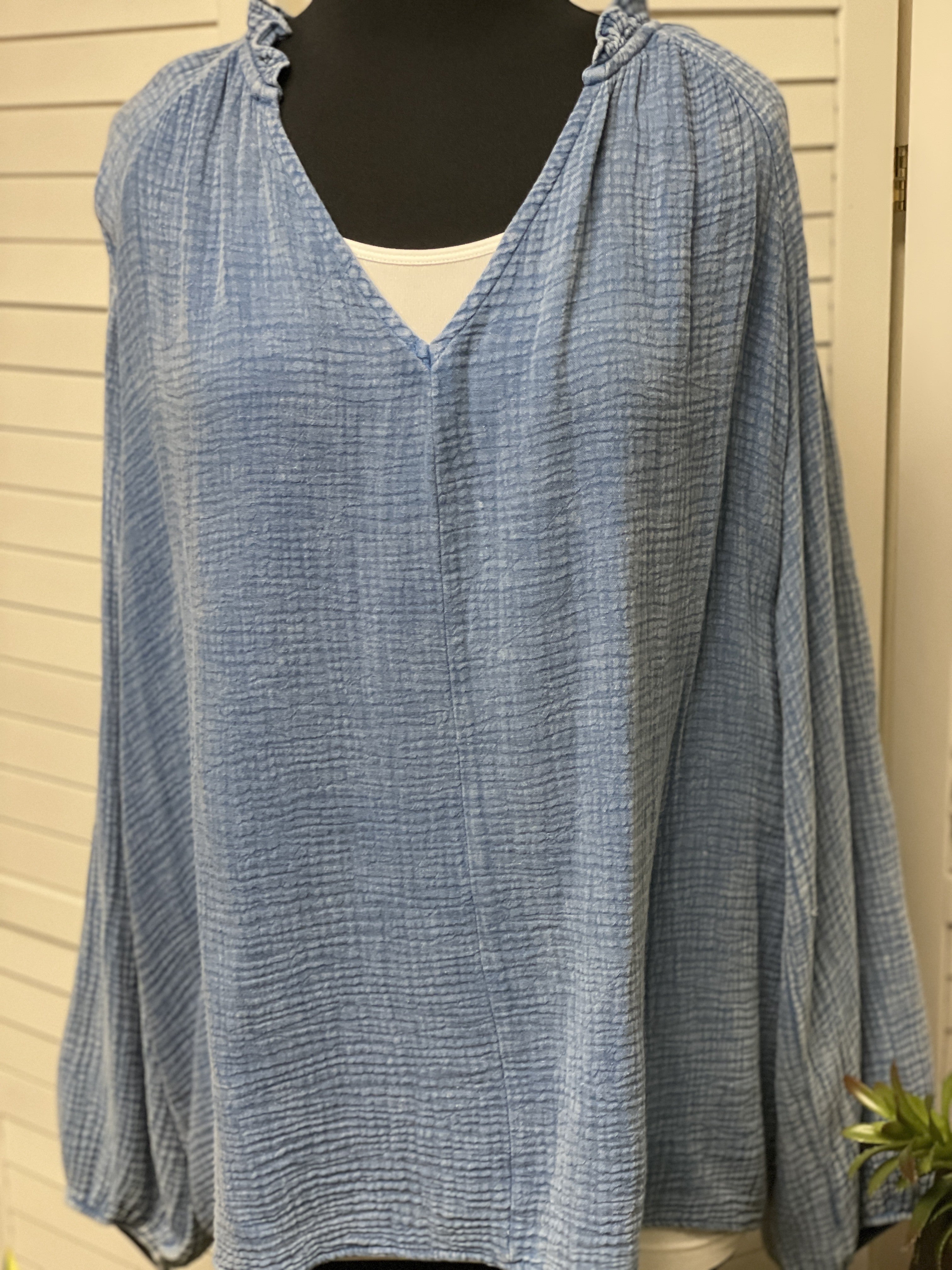 V-neck Balloon Sleeve Top