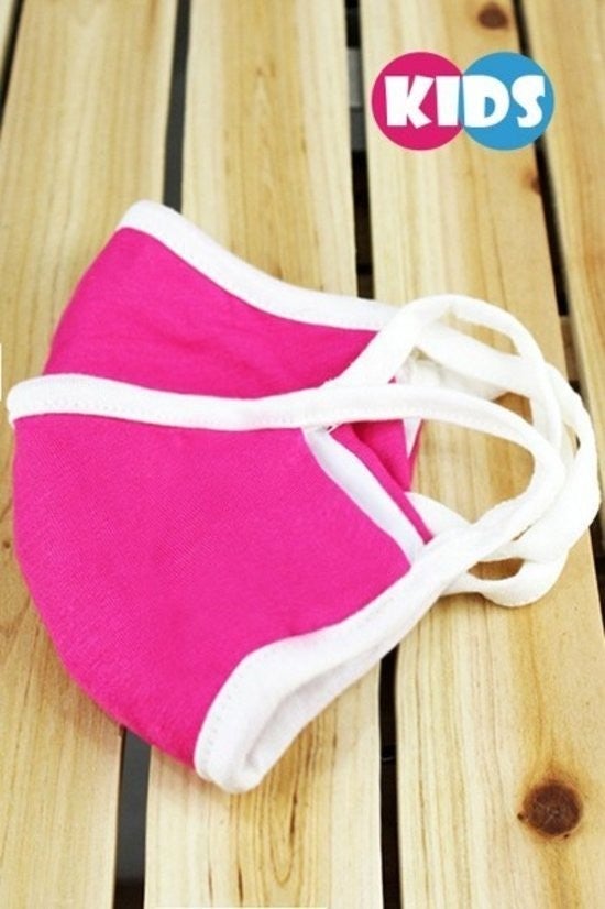 Kids solid white trim face mask