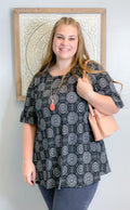 Black Vintage Print Flair Tunic