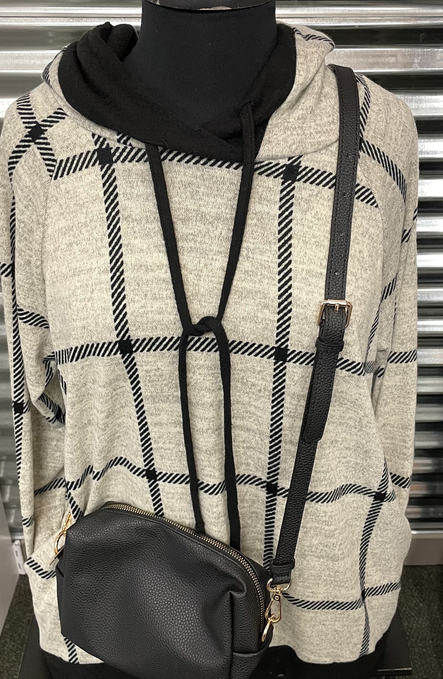 Hacci Plaid Pullover w/ Hood