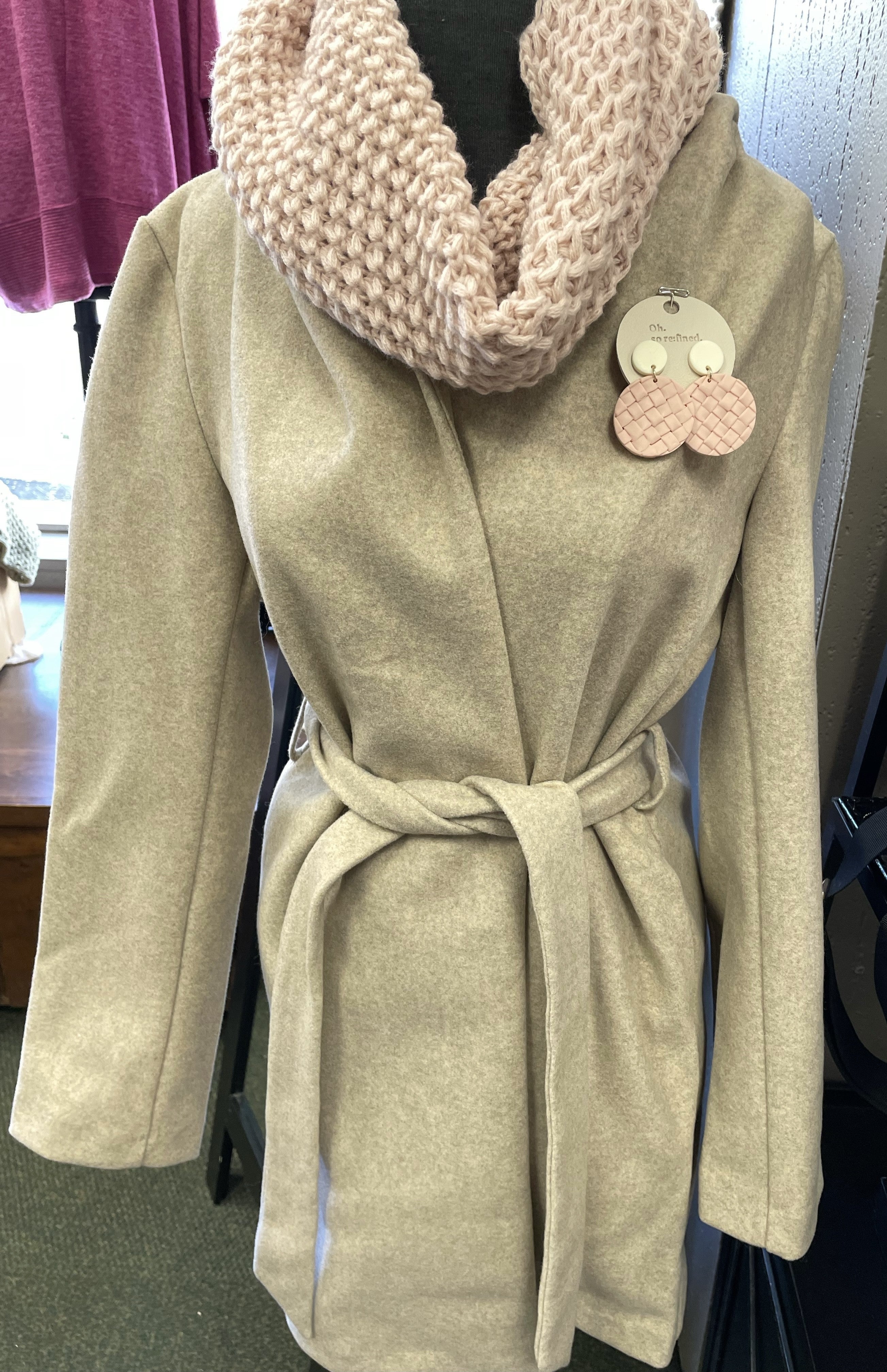 Fleece Belted Hooded Coat