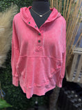 French Terry Acid Wash Kangaroo Pouch Sweatshirt