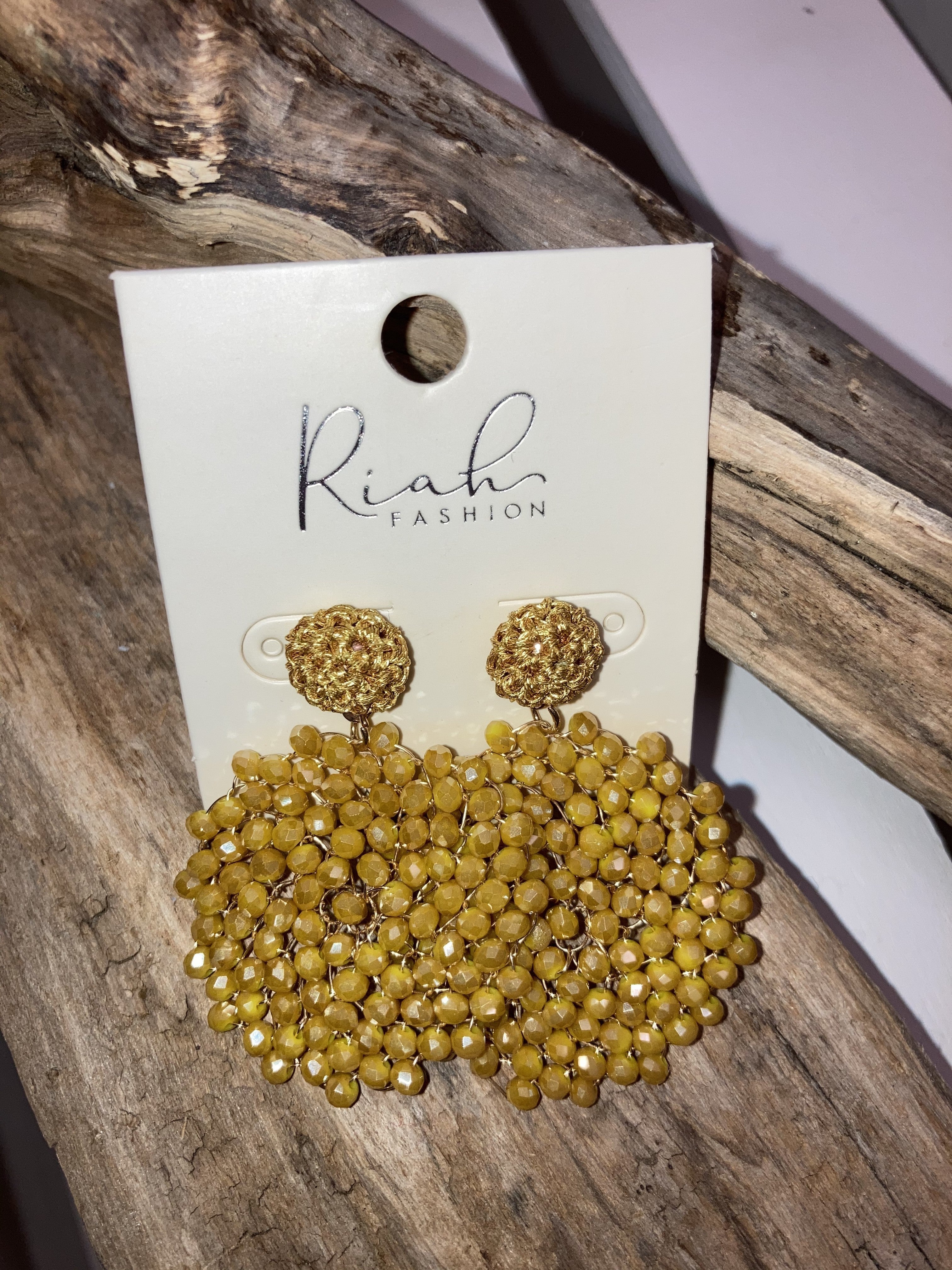 yellow cluster earrings