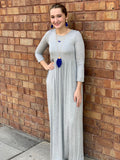 3/4 sleeve High Waisted Maxi Dress