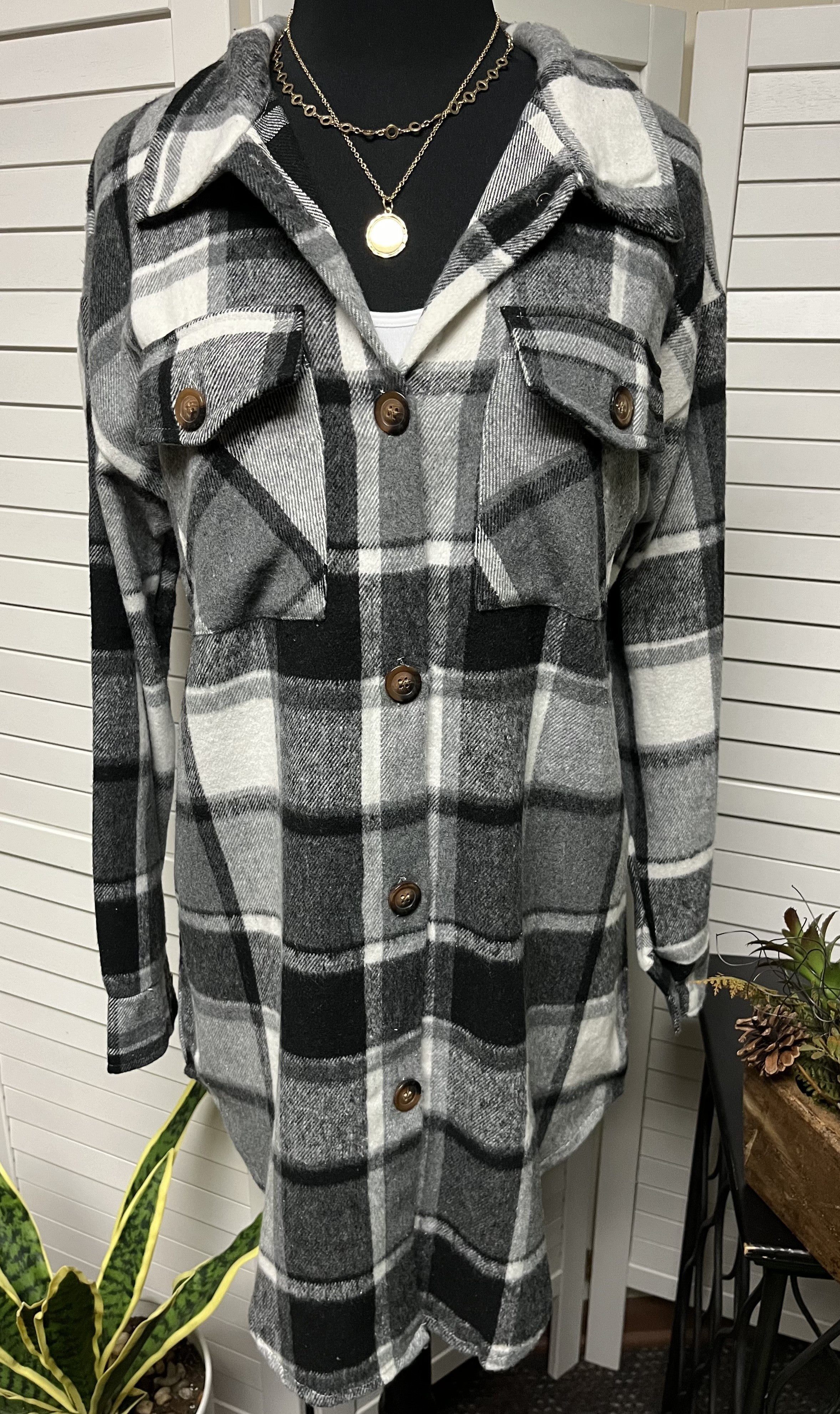 Long Plaid Shacket