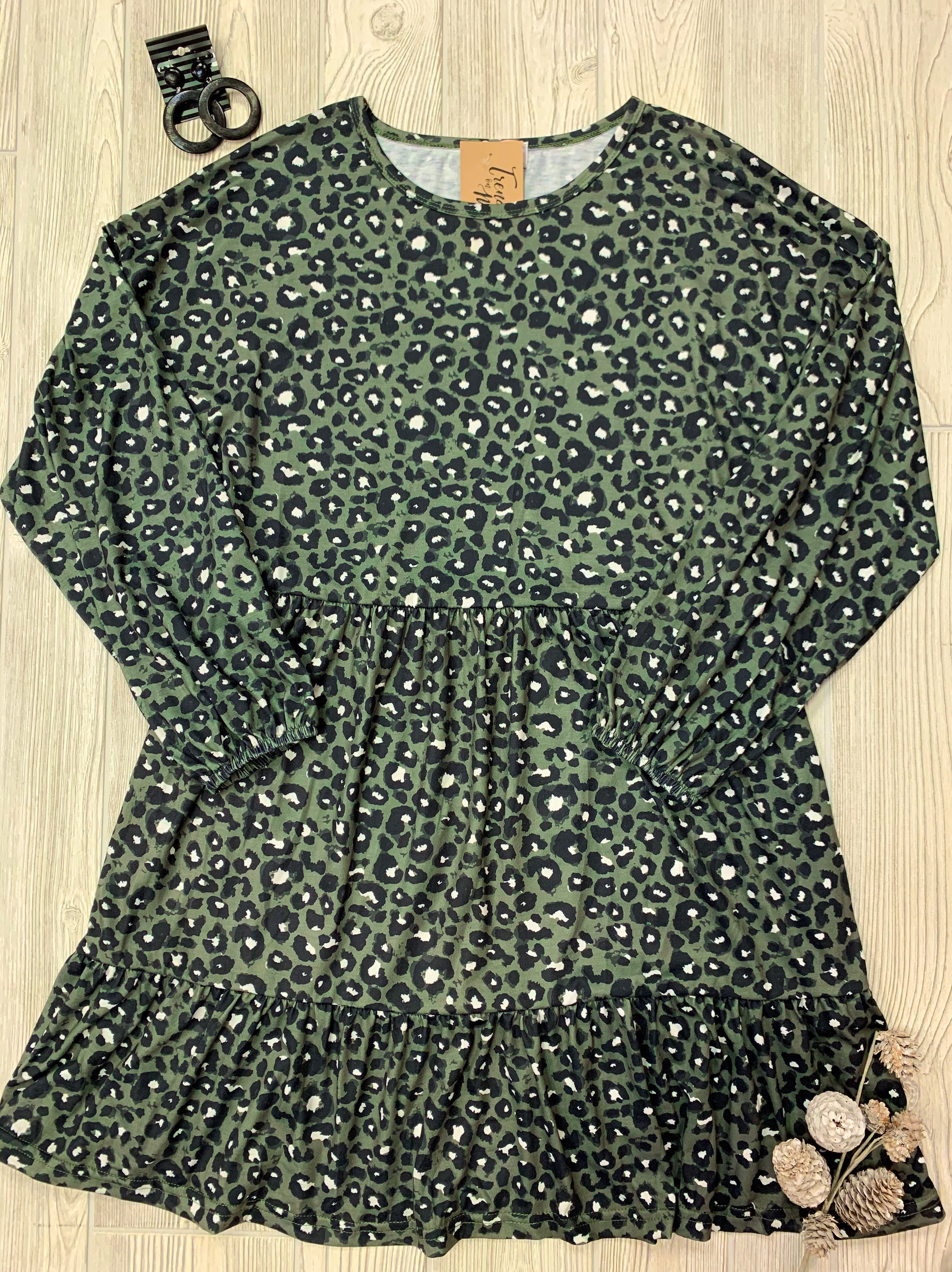 Leopard Print Long Sleeve Dress