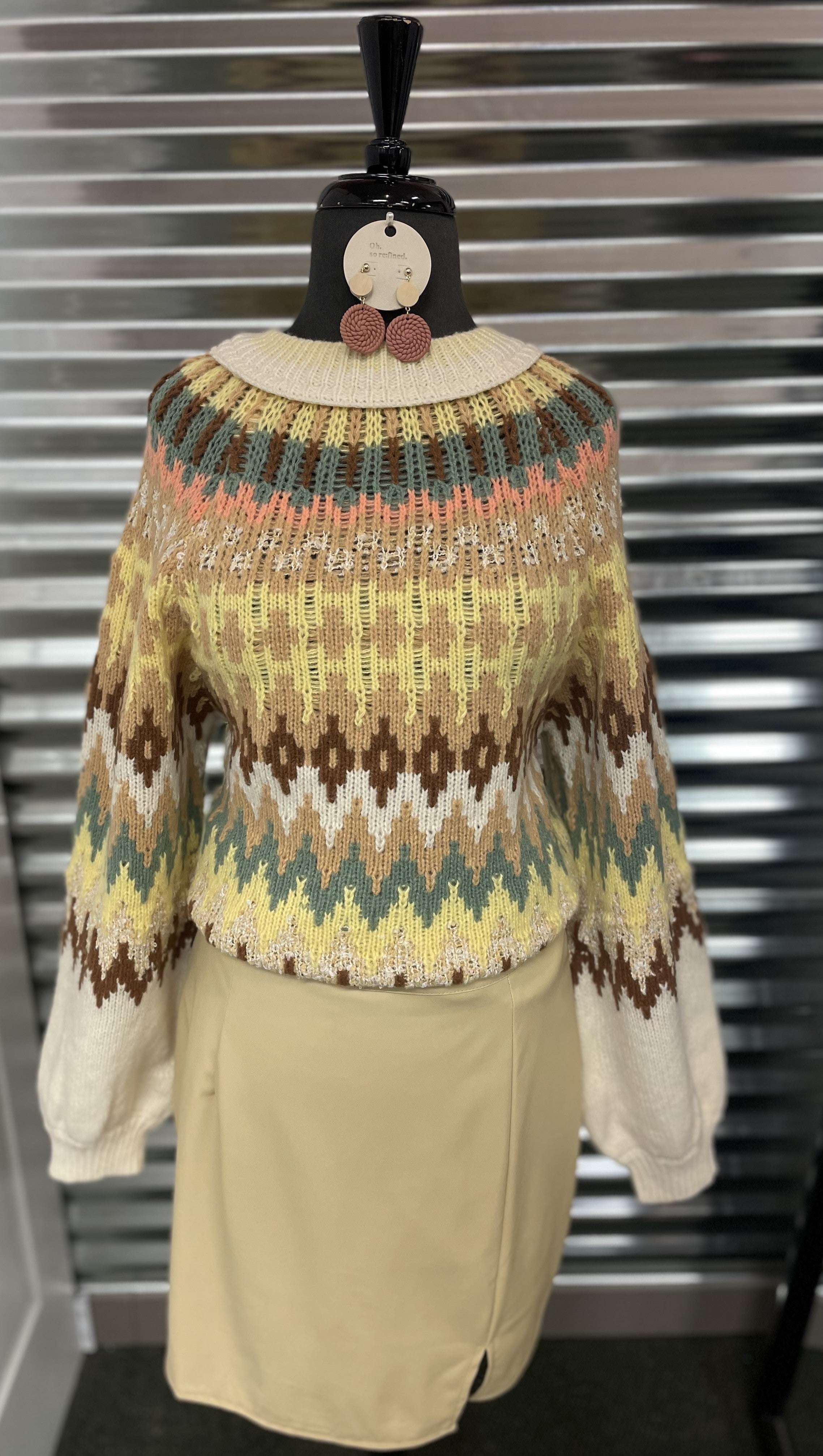 Geo Print Knit Sweater