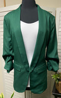Collar Blazer w/ Rouched Sleeves