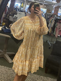 Yellow Print Tie Front Dress