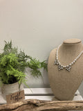 Pearl 3-crystal drop necklace