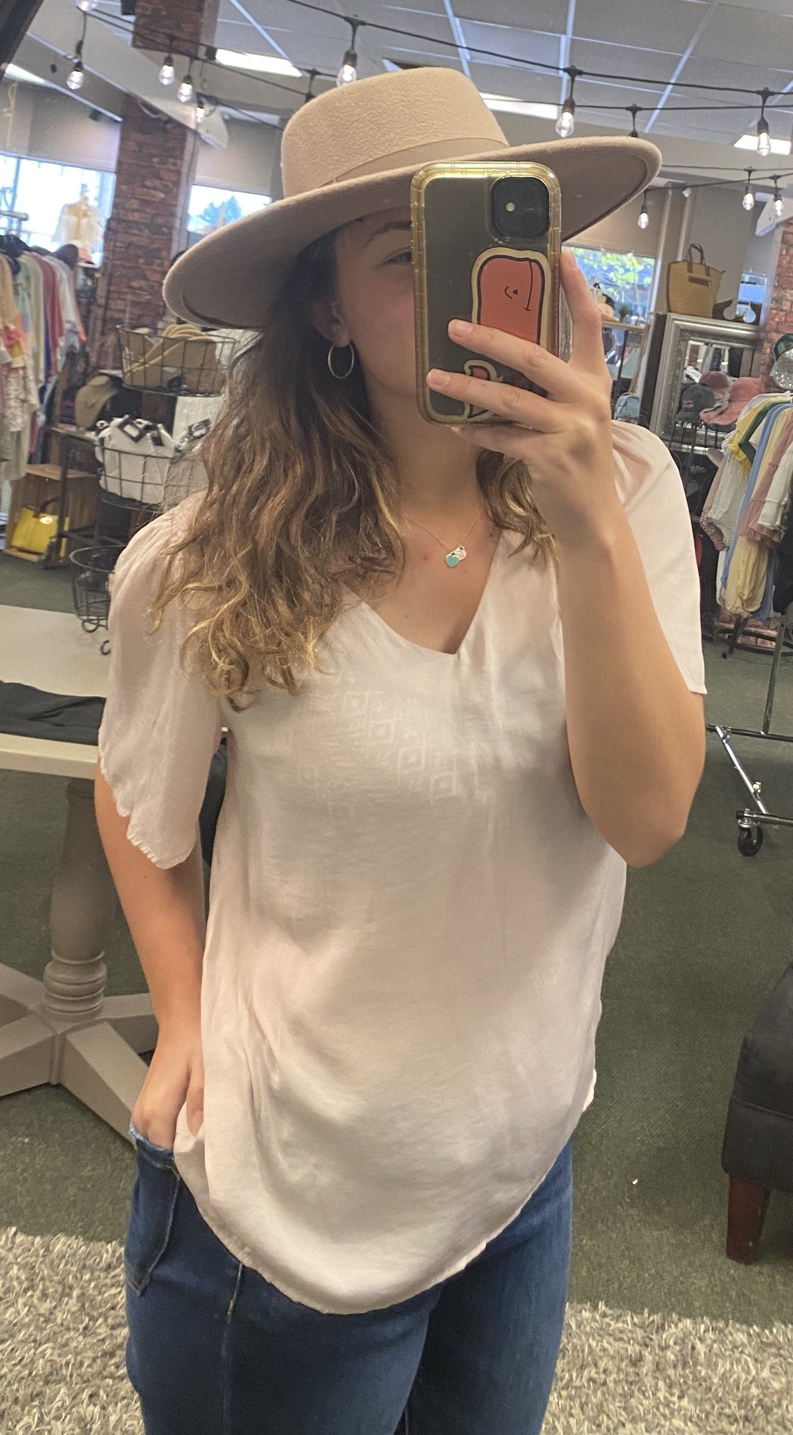 Satin V-neck Top