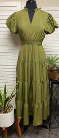 Bubble Sleeve Midi Dress
