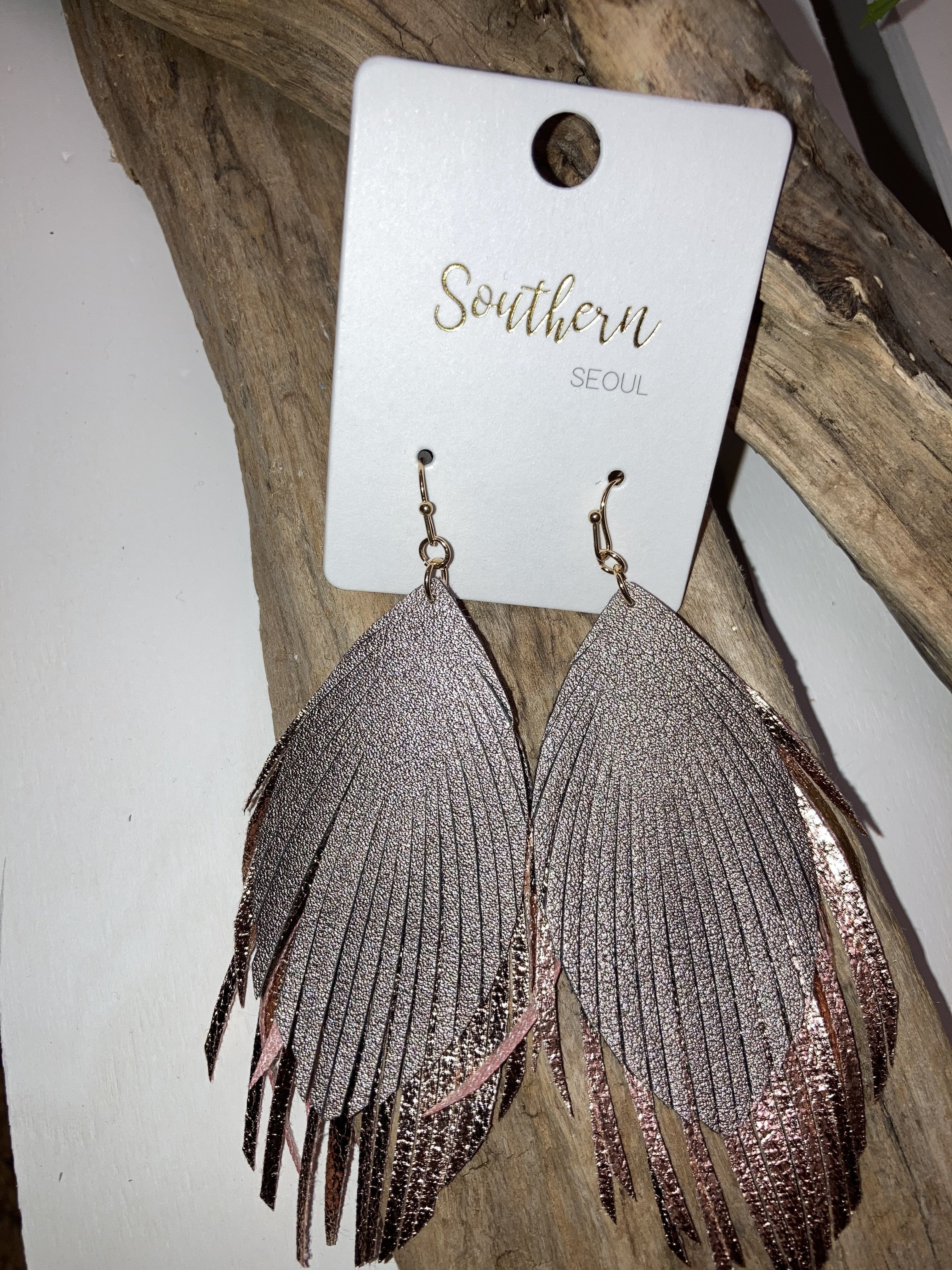 Rose gold feather earrings