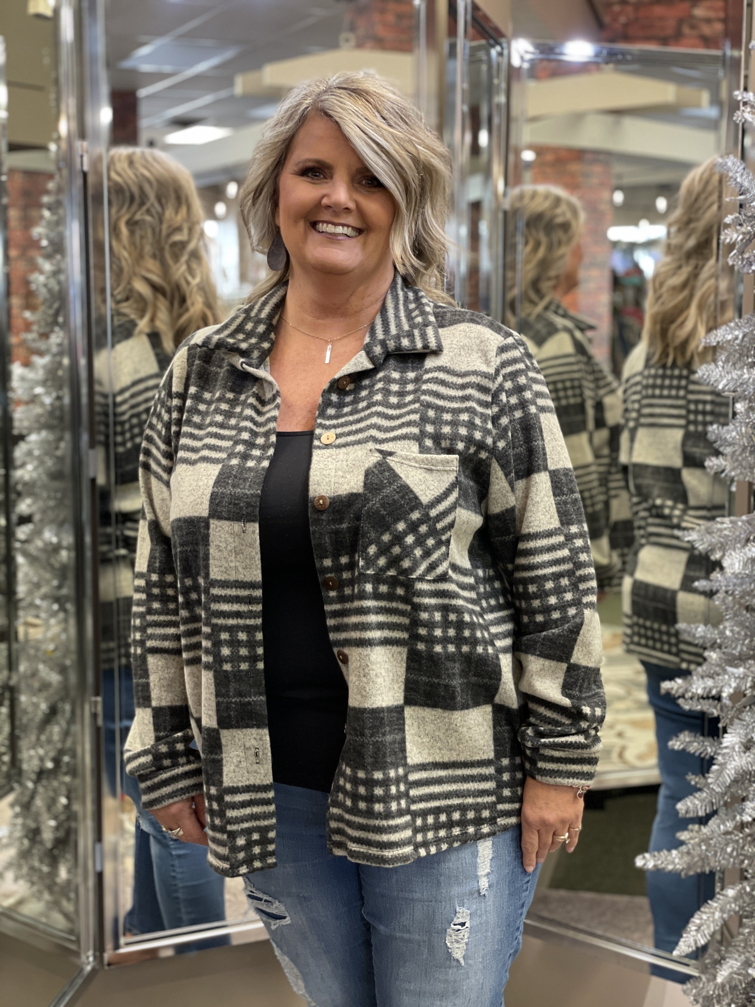 Gray Plaid Shacket