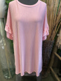 Plus Pin Stripe Jersey Tiered Ruffle Top