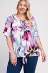 purple floral flare sleeve top