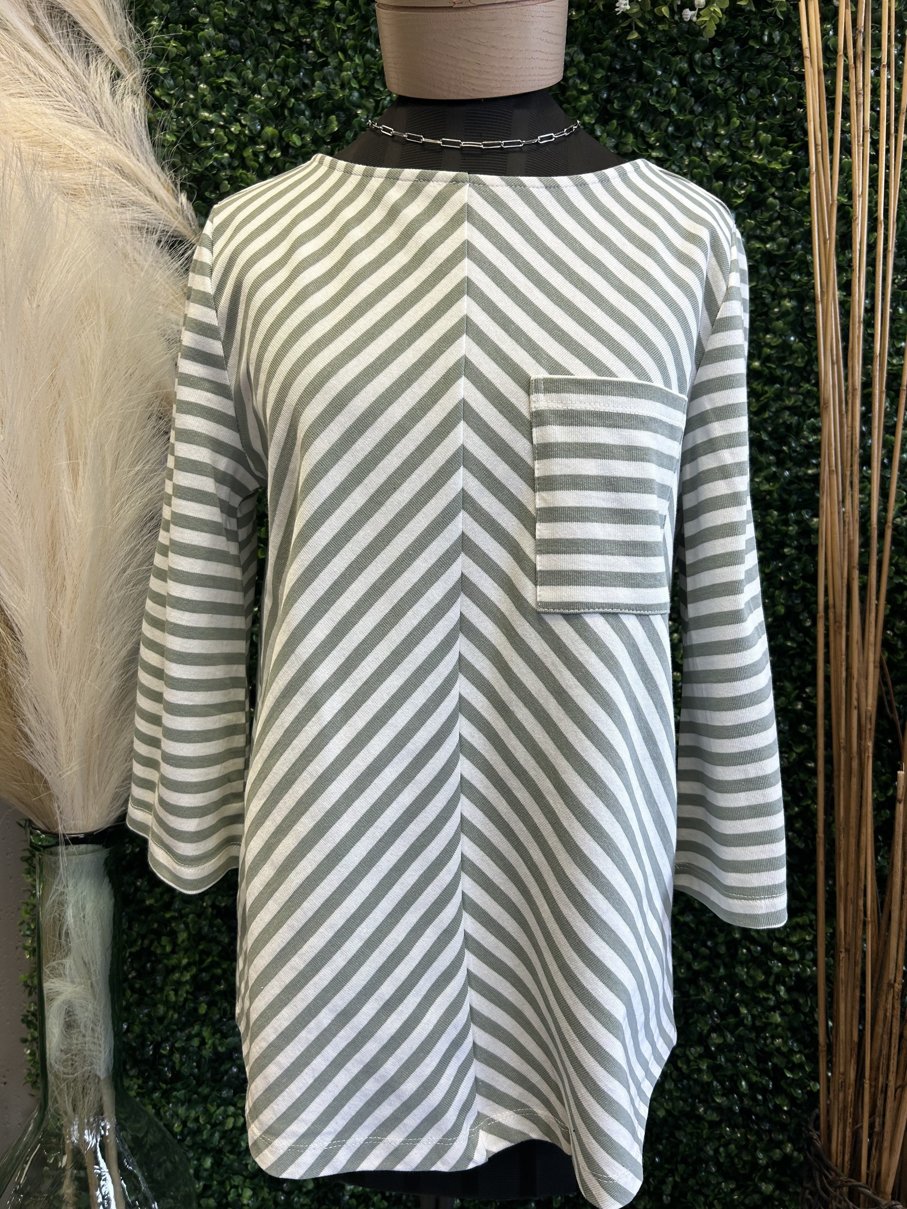 Boat Neck Striped Top