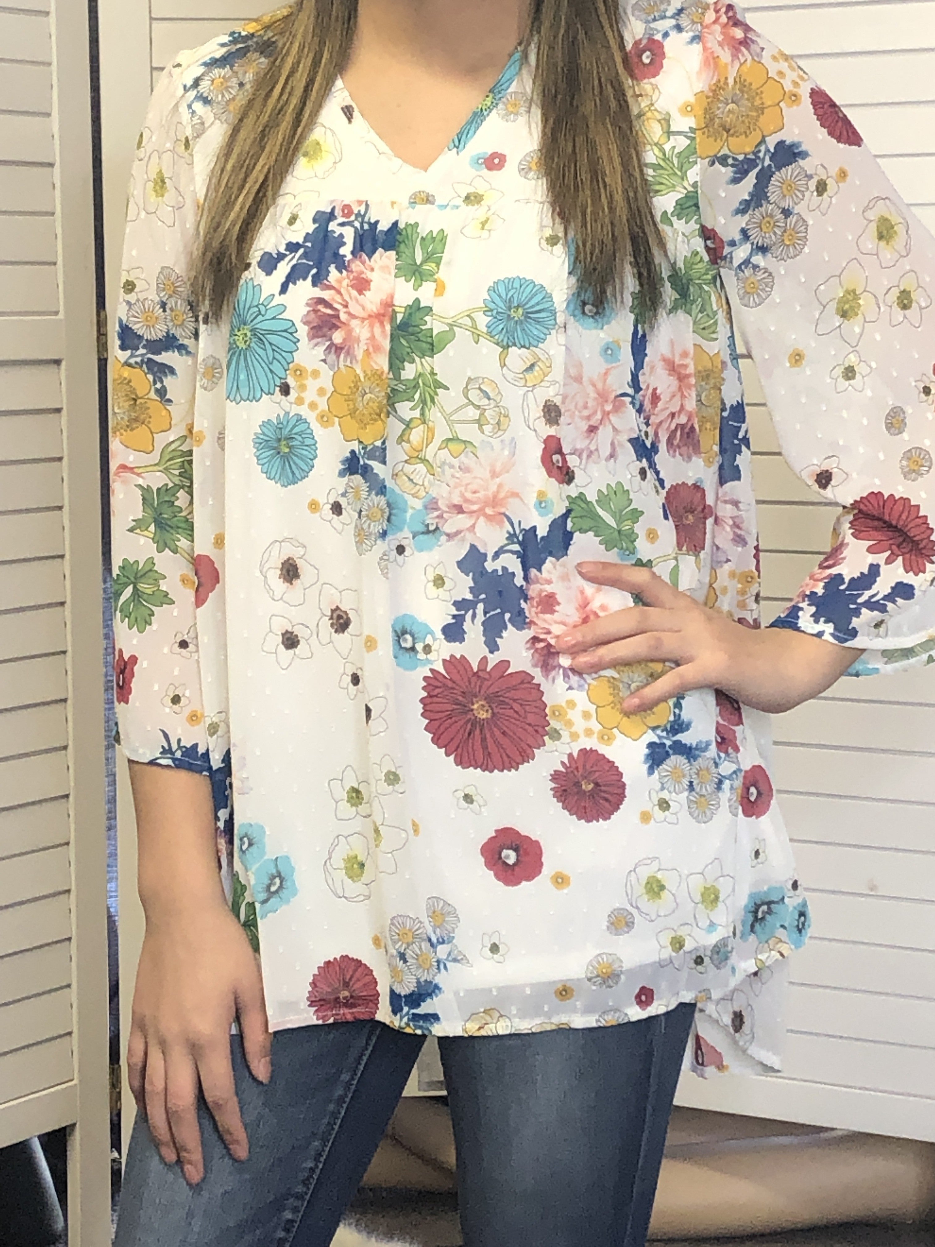 Floral printed chiffon top