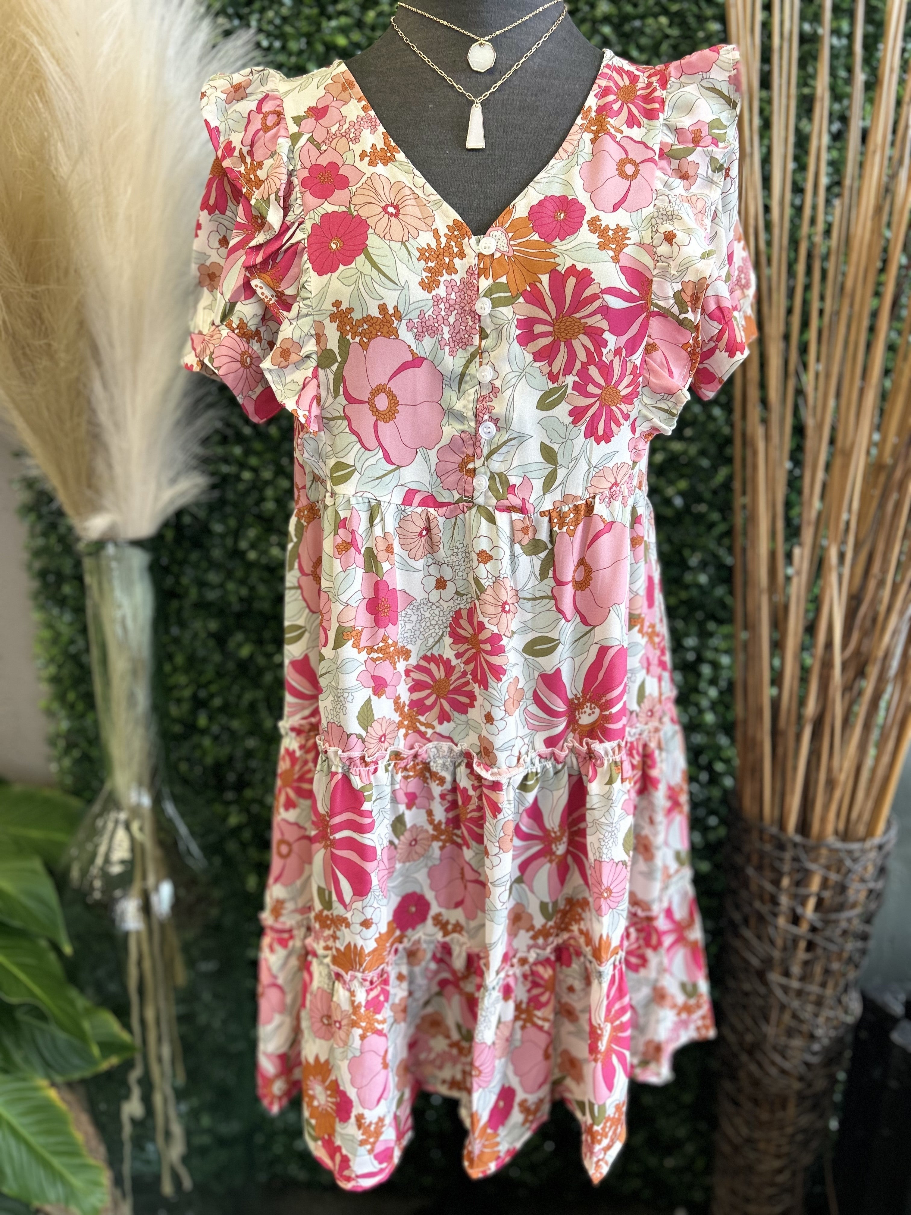 Patchwork Print Tiered Dress