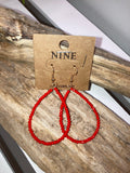 Red beaded teardrop dangles