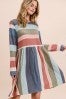 Olive multi striped dress