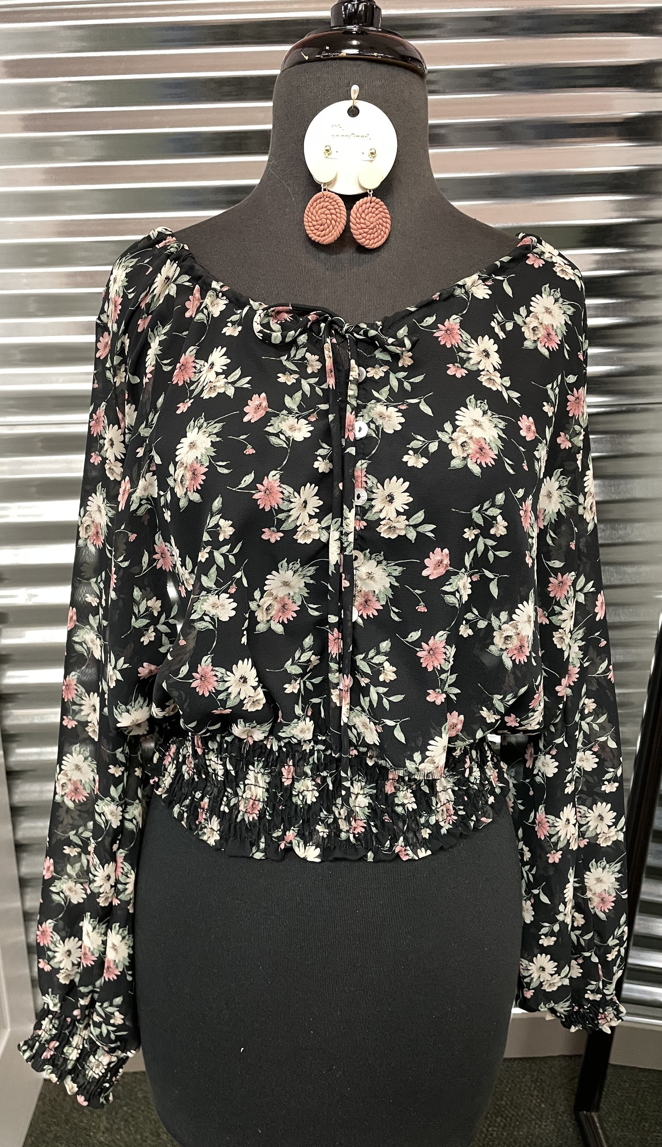 Floral Chiffon Oyster Button Down