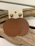 Cognac large disc earrings