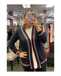 Navy Stuped Cardi