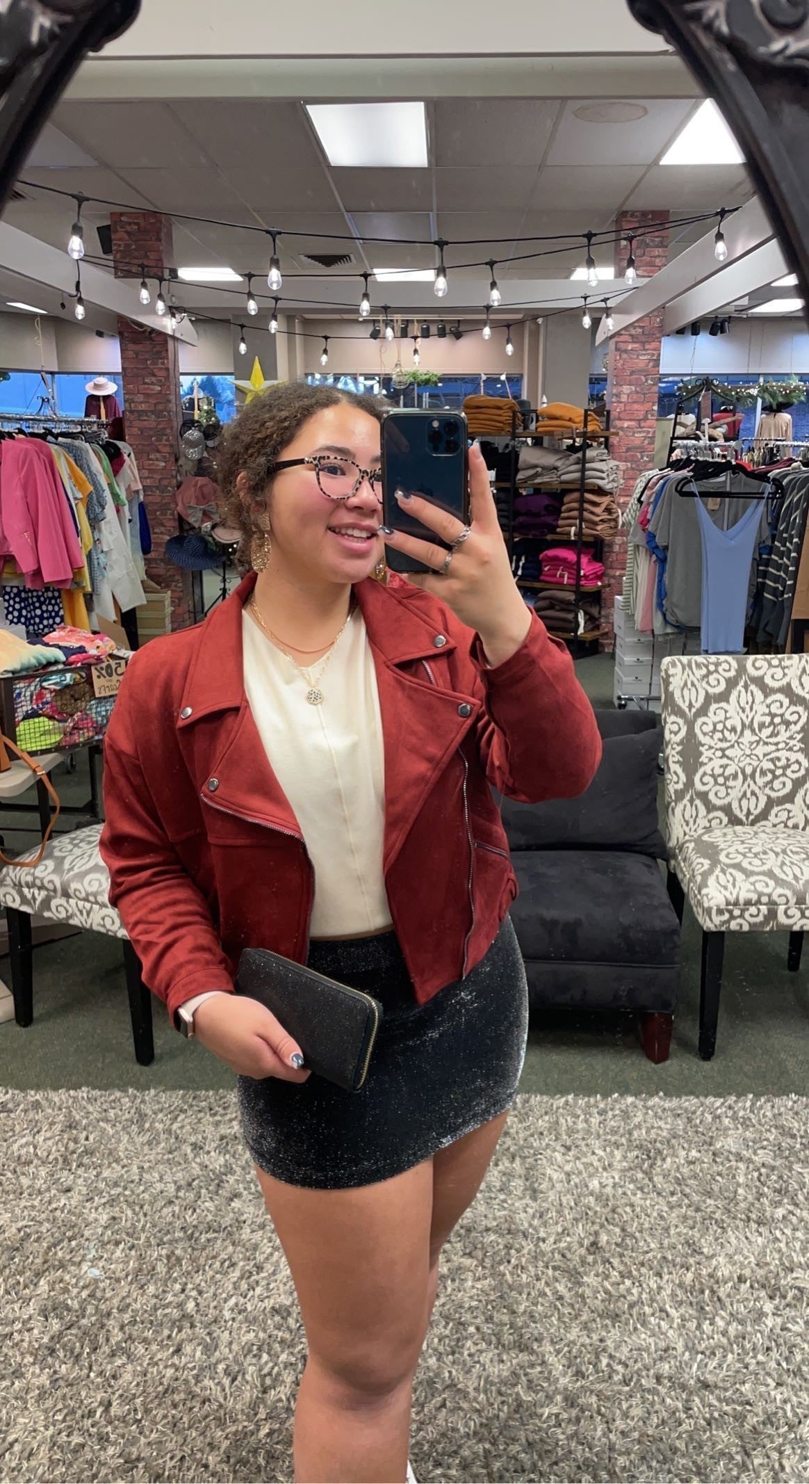 Maroon Suede Zipper Jacket