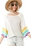 Raglan tiered color block sleeve top