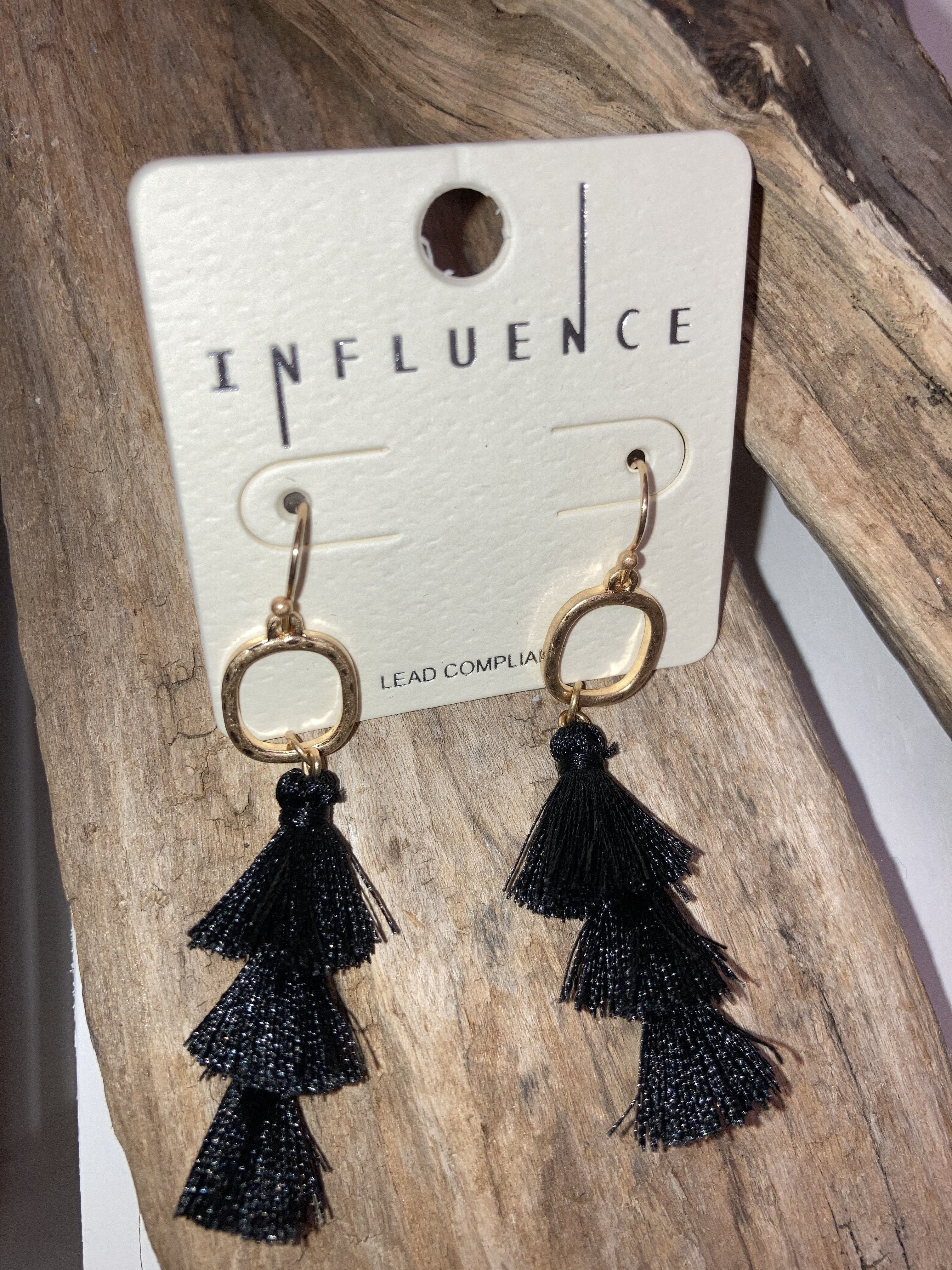 Black tassel earrings