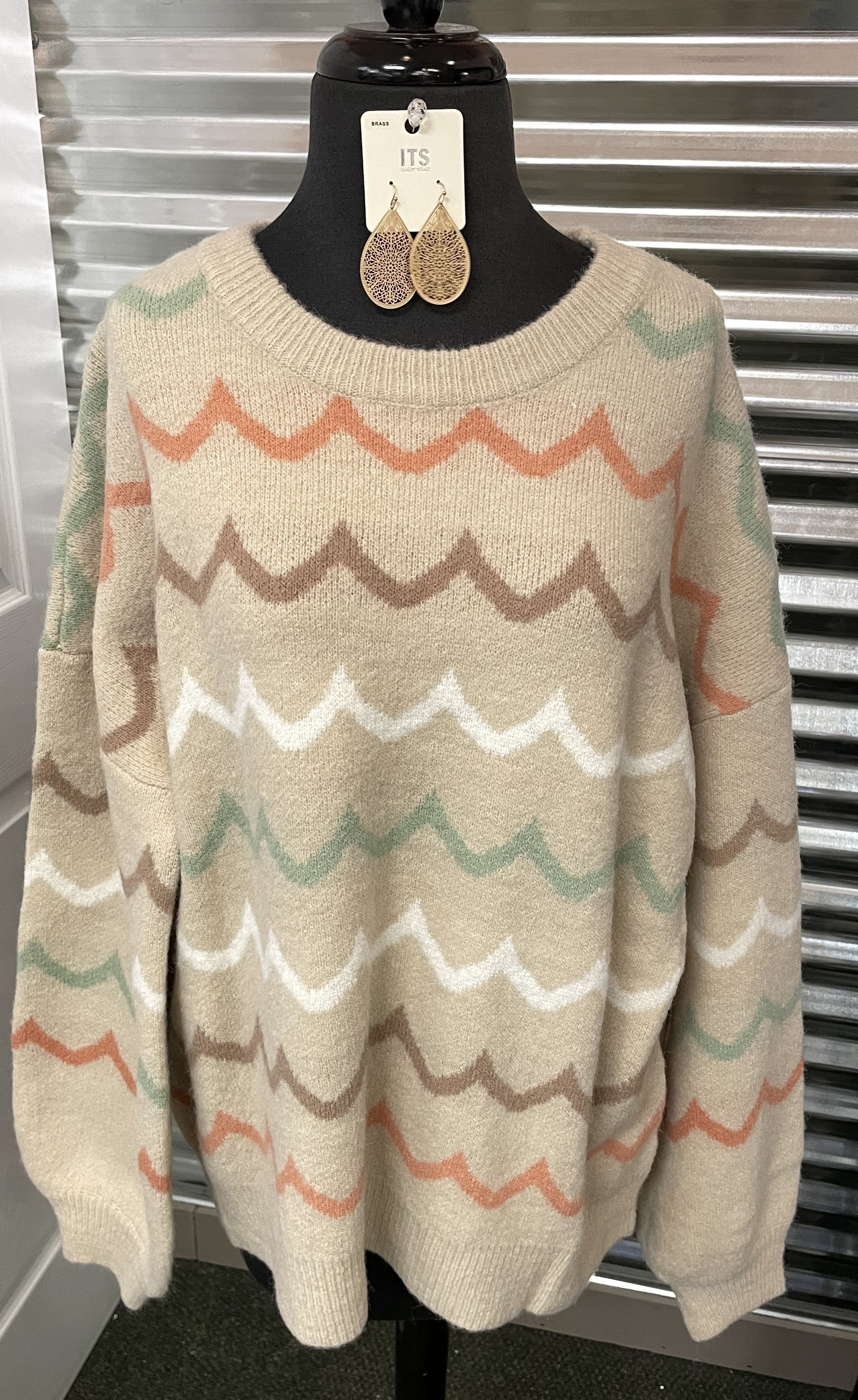 Wavy Print Knit Pullover