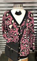 Animal Print Soft Button-down Cardi w/ Pockets