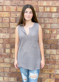 Mocha Waffle Knit Sleeveless Top