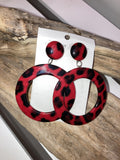 Red leopard  post earrings