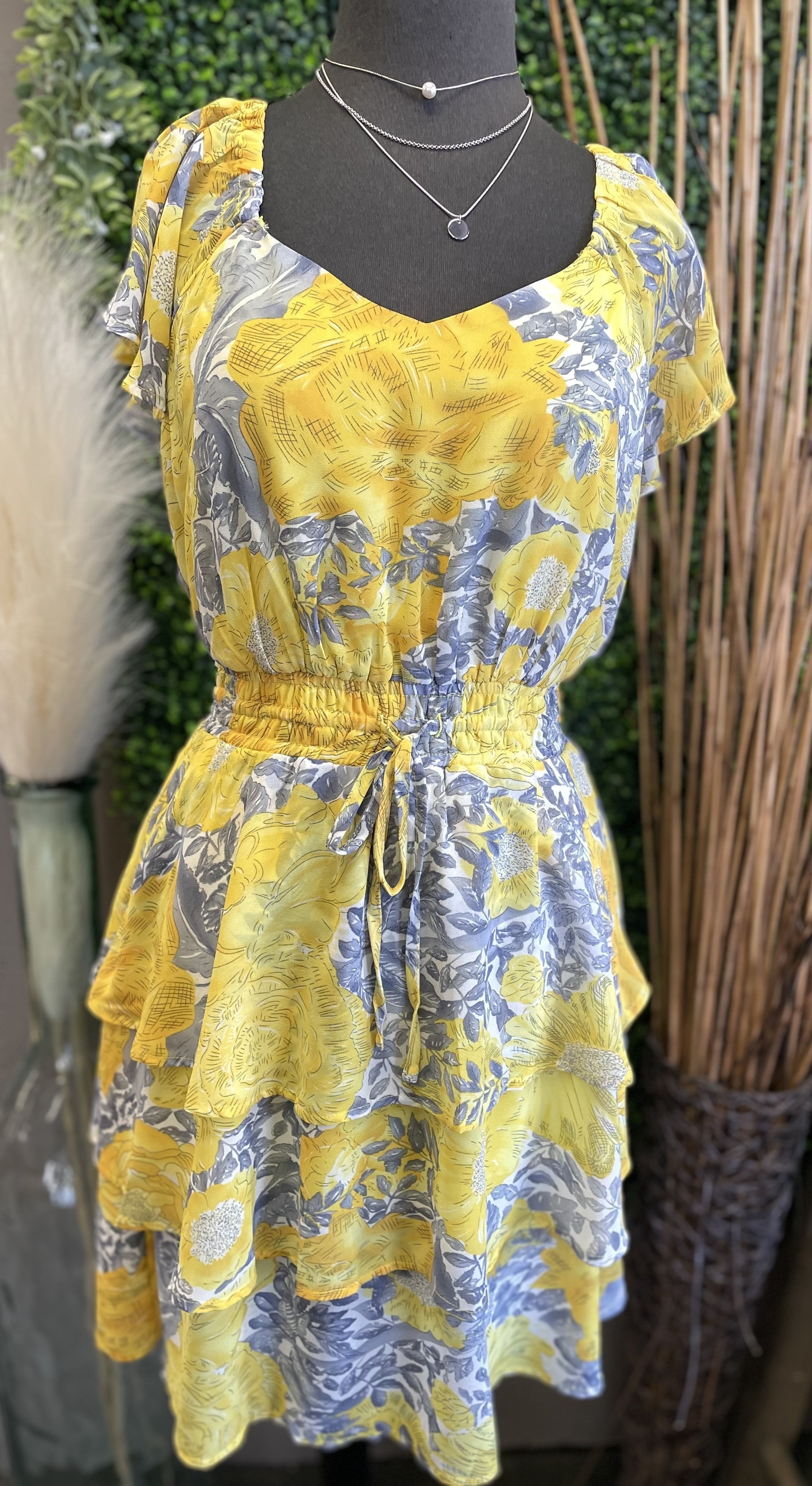 Floral Bubble Sleeve Dress